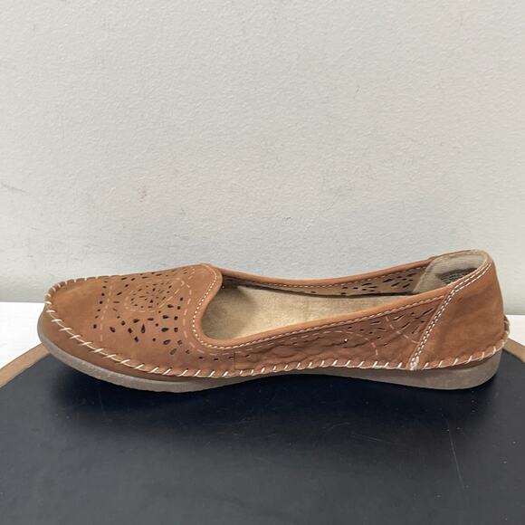 SoftWalk Lindsey Almond Brown Leather Slip-On Flats Womenβ Size 8.5β9 Comfort - Picture 6 of 12